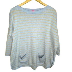 Lilly Pulitzer oversized coastal stripe Cabo 3/4 sleeve pocket sweater